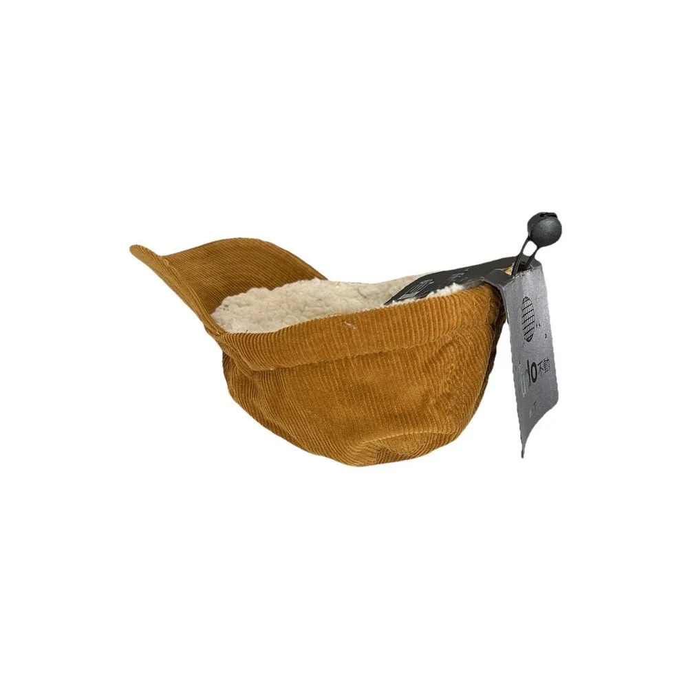 ADVENTURE Corduroy‎ Toddler Hat One Size Brown Cap Sherpa Like Lining